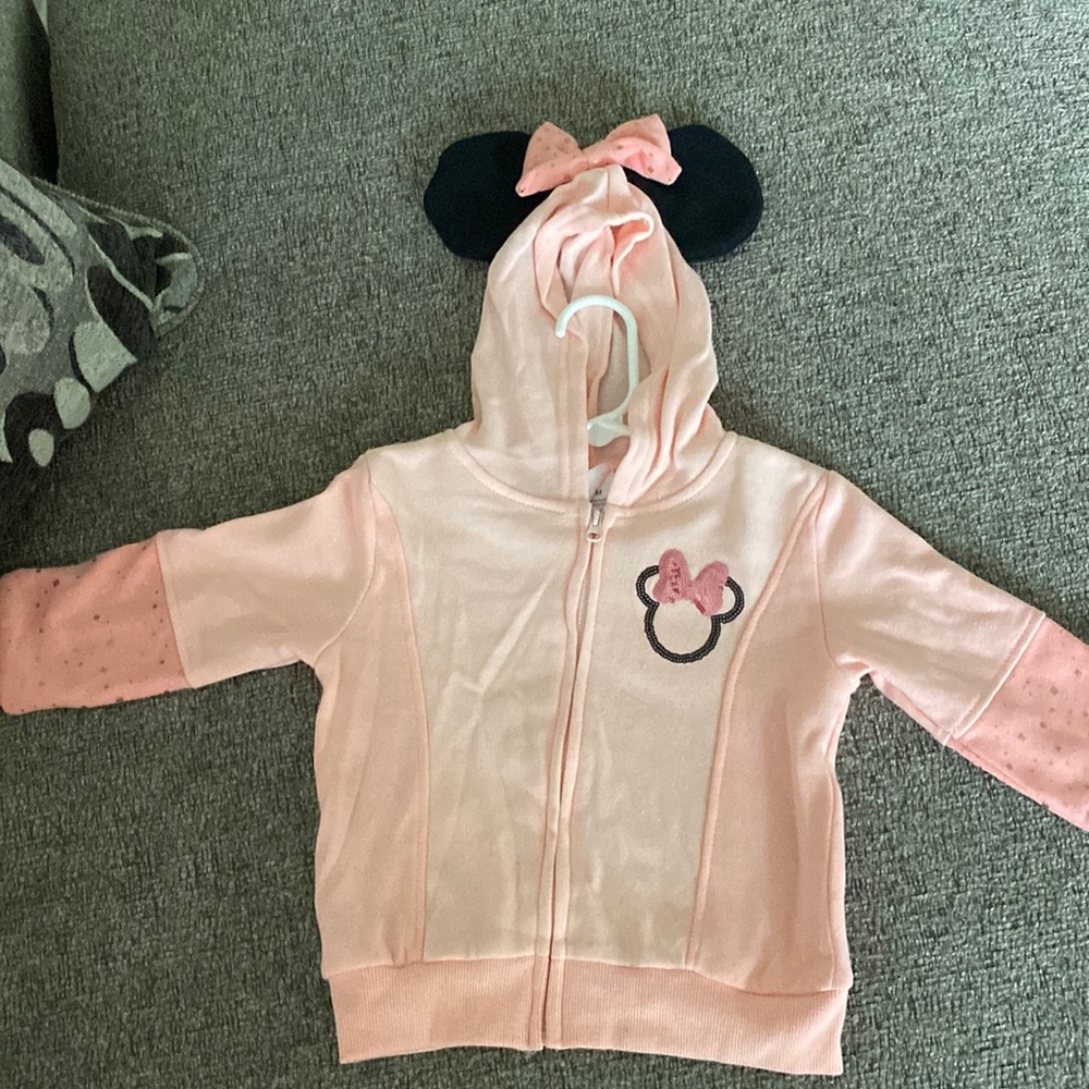 Pink Minnie mouse zip up sweater